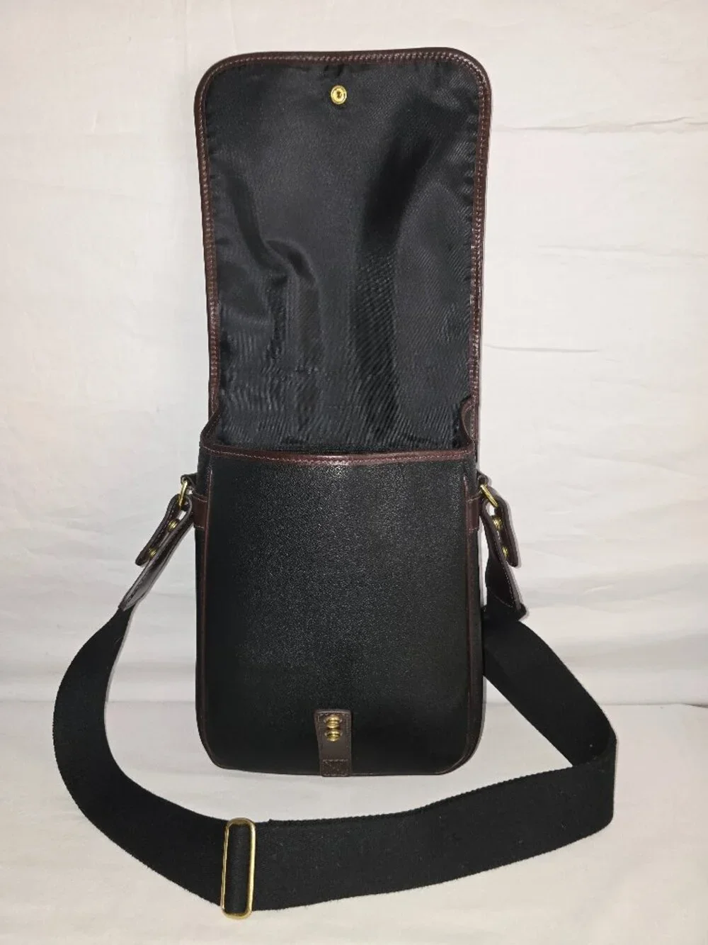 Vtg Mulholland Endurance Black Coated Canvas Convertible Top Handle Crossbody